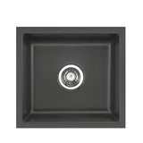 SYSTEMCERAM Einbauspüle Mera 42 U / g Schiefer 85 inkl. Handbetätigung, für 50 cm Schrankbreite, Spüle zum Unterbau mit geschliffener Oberseite Unterbau keine Beckenlage 54010185