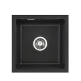 SYSTEMCERAM Einbauspüle Mera 46 F/o Nigra 87 inkl. Excenterbetätigung, für 45 cm Schrankbreite, Spüle zum flächenbündigen Einbau ohne Hahnlochbank, inkl. 4 x Eckradien R 10 Flächenbündig keine Beckenlage 51560287