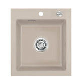 SYSTEMCERAM Einbauspüle Mera 46 F Fango 23 inkl. Excenterbetätigung, für 45 cm Schrankbreite, Spüle zum flächenbündigen Einbau, inkl. 4 x Eckradien R 10 Auflage keine Beckenlage 55560223
