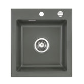 SYSTEMCERAM Einbauspüle Mera 46 F Lava 80 inkl. Excenterbetätigung, für 45 cm Schrankbreite, Spüle zum flächenbündigen Einbau, inkl. 4 x Eckradien R 10 Auflage keine Beckenlage 55560280