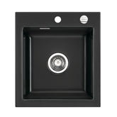 SYSTEMCERAM Einbauspüle Mera 46 F Nero 68 inkl. Excenterbetätigung, für 45 cm Schrankbreite, Spüle zum flächenbündigen Einbau, inkl. 4 x Eckradien R 10 Auflage keine Beckenlage 55560268
