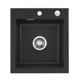 SYSTEMCERAM Einbauspüle Mera 46 Nigra 87 inkl. Excenterbetätigung, für 45 cm Schrankbreite, Einbauspüle Auflage keine Beckenlage 50560287