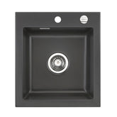 SYSTEMCERAM Einbauspüle Mera 46 F Schiefer 85 inkl. Excenterbetätigung, für 45 cm Schrankbreite, Spüle zum flächenbündigen Einbau, inkl. 4 x Eckradien R 10 Auflage keine Beckenlage 55560285