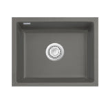 SYSTEMCERAM Einbauspüle Mera 50 U/g Lava 80 inkl. Handbetätigung, für 60 cm Schrankbreite, Spüle zum Unterbau mit geschliffener Oberseite Unterbau keine Beckenlage 54570180