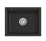 SYSTEMCERAM Einbauspüle Mera 50 U/g Nigra 87 inkl. Handbetätigung, für 60 cm Schrankbreite, Spüle zum Unterbau mit geschliffener Oberseite Unterbau keine Beckenlage 54570187