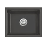 SYSTEMCERAM Einbauspüle Mera 50 U/g Schiefer 85 inkl. Handbetätigung, für 60 cm Schrankbreite, Spüle zum Unterbau mit geschliffener Oberseite Unterbau keine Beckenlage 54570185