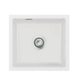 SYSTEMCERAM Einbauspüle Mera 51 F/o Satin 20 inkl. Handbetätigung, für 50 cm Schrankbreite, Spüle zum flächenbündigen Einbau ohne Hahnlochbank, inkl. 4 x Eckradien R 10 Flächenbündig keine Beckenlage 51010120