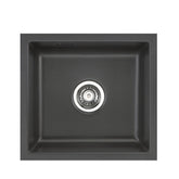 SYSTEMCERAM Einbauspüle Mera 51 F/o Schiefer 85 inkl. Excenterbetätigung, für 50 cm Schrankbreite, Spüle zum flächenbündigen Einbau ohne Hahnlochbank, inkl. 4 x Eckradien R 10 Flächenbündig keine Beckenlage 51010285