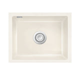 SYSTEMCERAM Einbauspüle Kara 57 F/o Magnolie 10 inkl. Excenterbetätigung, für 60 cm Schrankbreite, Spüle zum flächenbündigen Einbau ohne Hahnlochbank, mit Medio- Matte Alu, inkl. 4 x Eckradien R 10 Flächenbündig keine Beckenlage 51020210