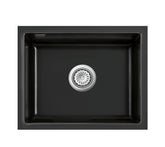 SYSTEMCERAM Einbauspüle Kara 57 F/o Nero 68 inkl. Excenterbetätigung, für 60 cm Schrankbreite, Spüle zum flächenbündigen Einbau ohne Hahnlochbank, mit Medio- Matte Schwarz, inkl. 4 x Eckradien R 10 Flächenbündig keine Beckenlage 51020268
