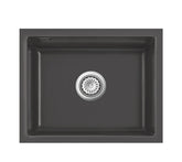 SYSTEMCERAM Einbauspüle Kara 57 F/o Schiefer 85 inkl. Excenterbetätigung, für 60 cm Schrankbreite, Spüle zum flächenbündigen Einbau ohne Hahnlochbank, mit Medio- Matte Alu, inkl. 4 x Eckradien R 10 Flächenbündig keine Beckenlage 51020285
