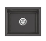 SYSTEMCERAM Einbauspüle Mera 57 F/o Schiefer 85 inkl. Excenterbetätigung, für 60 cm Schrankbreite, Spüle zum flächenbündigen Einbau ohne Hahnlochbank, inkl. 4 x Eckradien R 10 Flächenbündig keine Beckenlage 51570285