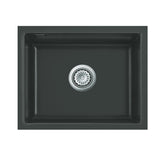SYSTEMCERAM Einbauspüle Kara 57 F/o Eibe 56 inkl. Excenterbetätigung, für 60 cm Schrankbreite, Spüle zum flächenbündigen Einbau ohne Hahnlochbank, mit Medio- Matte Alu, inkl. 4 x Eckradien R 10 Flächenbündig keine Beckenlage 51020256