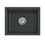 SYSTEMCERAM Einbauspüle Kara 57 F/o Eibe 56 inkl. Excenterbetätigung, für 60 cm Schrankbreite, Spüle zum flächenbündigen Einbau ohne Hahnlochbank, mit Medio- Matte Alu, inkl. 4 x Eckradien R 10 Flächenbündig keine Beckenlage 51020256