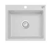 SYSTEMCERAM Einbauspüle Mera 57 F Alu 76 inkl. Excenterbetätigung, für 60 cm Schrankbreite, Spüle zum flächenbündigen Einbau, inkl. 4 x Eckradien R 10 Auflage keine Beckenlage 55570276