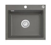 SYSTEMCERAM Einbauspüle Mera 57 F Lava 80 inkl. Excenterbetätigung, für 60 cm Schrankbreite, Spüle zum flächenbündigen Einbau, inkl. 4 x Eckradien R 10 Auflage keine Beckenlage 55570280