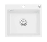 SYSTEMCERAM Einbauspüle Mera 57 F Polar 13 inkl. Excenterbetätigung, für 60 cm Schrankbreite, Spüle zum flächenbündigen Einbau, inkl. 4 x Eckradien R 10 Auflage keine Beckenlage 55570213