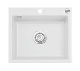 SYSTEMCERAM Einbauspüle Mera 57 F Satin 20 inkl. Excenterbetätigung, für 60 cm Schrankbreite, Spüle zum flächenbündigen Einbau, inkl. 4 x Eckradien R 10 Auflage keine Beckenlage 55570220