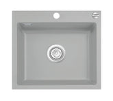 SYSTEMCERAM Einbauspüle Mera 57 F Titan 78 inkl. Excenterbetätigung, für 60 cm Schrankbreite, Spüle zum flächenbündigen Einbau, inkl. 4 x Eckradien R 10 Auflage keine Beckenlage 55570278