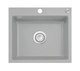 SYSTEMCERAM Einbauspüle Mera 57 F Titan 78 inkl. Handbetätigung, für 60 cm Schrankbreite, Spüle zum flächenbündigen Einbau, inkl. 4 x Eckradien R 10 Auflage keine Beckenlage 55570178