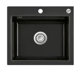 SYSTEMCERAM Einbauspüle Mera 57 Nero 68 inkl. Excenterbetätigung, für 60 cm Schrankbreite, Einbauspüle Auflage keine Beckenlage 50570268