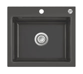 SYSTEMCERAM Einbauspüle Mera 57 Schiefer 85 inkl. Excenterbetätigung, für 60 cm Schrankbreite, Einbauspüle Auflage keine Beckenlage 50570285