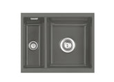 SYSTEMCERAM Einbauspüle Mera 60 U/g Lava 80 inkl. Excenterbetätigung, für 60 cm Schrankbreite, Spüle zum Unterbau mit geschliffener Oberseite Unterbau keine Beckenlage 54980280