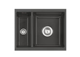 SYSTEMCERAM Einbauspüle Mera 60 U/g Schiefer 85 inkl. Excenterbetätigung, für 60 cm Schrankbreite, Spüle zum Unterbau mit geschliffener Oberseite Unterbau keine Beckenlage 54980285