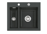 SYSTEMCERAM Einbauspüle Mera 60 F Eibe 56 inkl. Excenterbetätigung, für 60 cm Schrankbreite, Spüle zum flächenbündigen Einbau, inkl. 4 x Eckradien R 10 Auflage keine Beckenlage 55980256