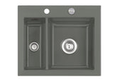 SYSTEMCERAM Einbauspüle Mera 60 F Lava 80 inkl. Excenterbetätigung, für 60 cm Schrankbreite, Spüle zum flächenbündigen Einbau, inkl. 4 x Eckradien R 10 Auflage keine Beckenlage 55980280