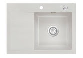 SYSTEMCERAM Einbauspüle Mera 70 F Be. Re. Alu 76 inkl. Excenterbetätigung, für 45 cm Schrankbreite, Spüle zum flächenbündigen Einbau, inkl. 4 x Eckradien R 10 Auflage Becken rechts 55580276