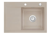 SYSTEMCERAM Einbauspüle Mera 70 F Be. Re. Fango 23 inkl. Excenterbetätigung, für 45 cm Schrankbreite, Spüle zum flächenbündigen Einbau, inkl. 4 x Eckradien R 10 Auflage Becken rechts 55580223