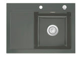SYSTEMCERAM Einbauspüle Mera 70 F Be. Re. Lava 80 inkl. Excenterbetätigung, für 45 cm Schrankbreite, Spüle zum flächenbündigen Einbau, inkl. 4 x Eckradien R 10 Auflage Becken rechts 55580280