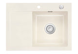 SYSTEMCERAM Einbauspüle Mera 70 F Be. Re. Magnolie 10 inkl. Excenterbetätigung, für 45 cm Schrankbreite, Spüle zum flächenbündigen Einbau, inkl. 4 x Eckradien R 10 Auflage Becken rechts 55580210