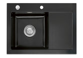 SYSTEMCERAM Einbauspüle Mera 70 Be. Li. Nero 68 inkl. Excenterbetätigung, für 45 cm Schrankbreite, Einbauspüle Auflage Becken links 50590268