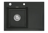 SYSTEMCERAM Einbauspüle Mera 70 Be. Li. Nigra 87 inkl. Excenterbetätigung, für 45 cm Schrankbreite, Einbauspüle Auflage Becken links 50590287