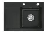 SYSTEMCERAM Einbauspüle Mera 70 Be. Re. Nigra 87 inkl. Excenterbetätigung, für 45 cm Schrankbreite, Einbauspüle Auflage Becken rechts 50580287
