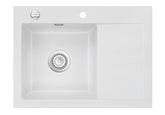 SYSTEMCERAM Einbauspüle Mera 70 Be. Li. Satin 20 inkl. Excenterbetätigung, für 45 cm Schrankbreite, Einbauspüle Auflage Becken links 50590220