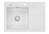 SYSTEMCERAM Einbauspüle Mera 70 Be. Li. Satin 20 inkl. Handbetätigung, für 45 cm Schrankbreite, Einbauspüle Auflage Becken links 50590120