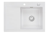 SYSTEMCERAM Einbauspüle Mera 70 F Be. Re. Satin 20 inkl. Excenterbetätigung, für 45 cm Schrankbreite, Spüle zum flächenbündigen Einbau, inkl. 4 x Eckradien R 10 Auflage Becken rechts 55580220