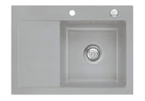 SYSTEMCERAM Einbauspüle Mera 70 F Be. Re. Titan 78 inkl. Handbetätigung, für 45 cm Schrankbreite, Spüle zum flächenbündigen Einbau, inkl. 4 x Eckradien R 10 Auflage Becken rechts 55580178