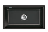 SYSTEMCERAM Einbauspüle Mera 80 F/o Nero 68 inkl. Excenterbetätigung, für 80 cm Schrankbreite, Spüle zum flächenbündigen Einbau ohne Hahnlochbank, inkl. 4 x Eckradien R 10 Flächenbündig keine Beckenlage 51700268