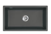 SYSTEMCERAM Einbauspüle Mera 80 F/o Schiefer 85 inkl. Excenterbetätigung, für 80 cm Schrankbreite, Spüle zum flächenbündigen Einbau ohne Hahnlochbank, inkl. 4 x Eckradien R 10 Flächenbündig keine Beckenlage 51700285