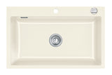 SYSTEMCERAM Einbauspüle Mera 80 F Magnolie 10 inkl. Handbetätigung, für 80 cm Schrankbreite, Spüle zum flächenbündigen Einbau, inkl. 4 x Eckradien R 10 Auflage keine Beckenlage 55700110