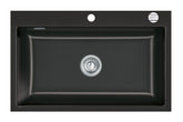 SYSTEMCERAM Einbauspüle Mera 80 F Nero 68 inkl. Excenterbetätigung, für 80 cm Schrankbreite, Spüle zum flächenbündigen Einbau, inkl. 4 x Eckradien R 10 Auflage keine Beckenlage 55700268
