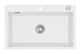 SYSTEMCERAM Einbauspüle Mera 80 F Polar 13 inkl. Excenterbetätigung, für 80 cm Schrankbreite, Spüle zum flächenbündigen Einbau, inkl. 4 x Eckradien R 10 Auflage keine Beckenlage 55700213