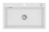 SYSTEMCERAM Einbauspüle Mera 80 F Satin 20 inkl. Excenterbetätigung, für 80 cm Schrankbreite, Spüle zum flächenbündigen Einbau, inkl. 4 x Eckradien R 10 Auflage keine Beckenlage 55700220