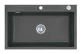 SYSTEMCERAM Einbauspüle Mera 80 F Schiefer 85 inkl. Excenterbetätigung, für 80 cm Schrankbreite, Spüle zum flächenbündigen Einbau, inkl. 4 x Eckradien R 10 Auflage keine Beckenlage 55700285