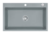 SYSTEMCERAM Einbauspüle Mera 80 F Titan 78 inkl. Excenterbetätigung, für 80 cm Schrankbreite, Spüle zum flächenbündigen Einbau, inkl. 4 x Eckradien R 10 Auflage keine Beckenlage 55700278
