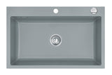 SYSTEMCERAM Einbauspüle Mera 80 F Titan 78 inkl. Handbetätigung, für 80 cm Schrankbreite, Spüle zum flächenbündigen Einbau, inkl. 4 x Eckradien R 10 Auflage keine Beckenlage 55700178